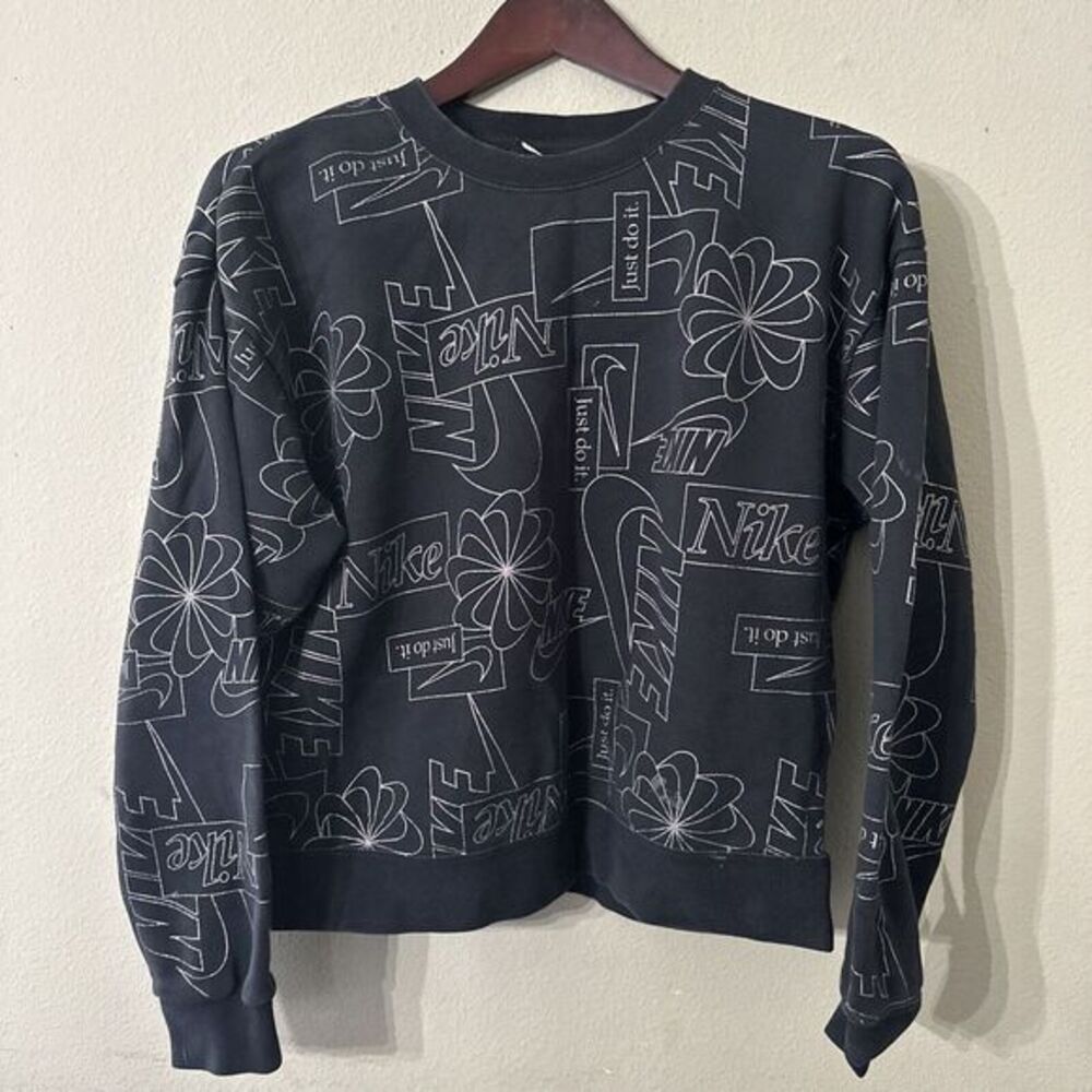 Nike Men's Sweatshirt Allover Logo Swoosh Pinwheel Print Logo Size M